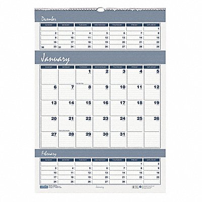 Wall Calendar 3-Months-Per-Page 12x17 In