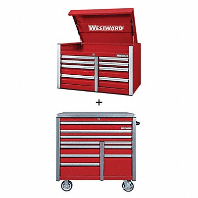 Rolling Cabinet with Top Chest Red