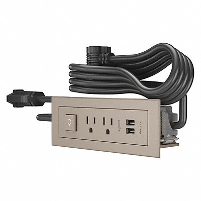 Power Unit Nickel 2 Outlet 2 USB 1 Swtch