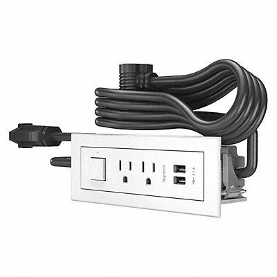 Power Unit White 2 Outlet 2 USB 1 Switch