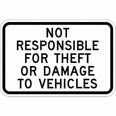Parking Lot Damage Advisory Sign 12 x18 