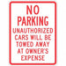 Tow Zone No Parking Sign 24 x 18 