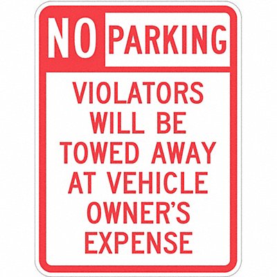 Tow Zone No Parking Sign 24 x 18 