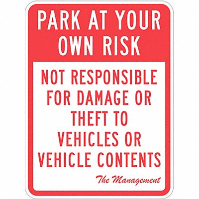 Parking Lot Damage Advisory Sign 24 x18 