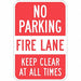 Fire Lane No Parking Sign 18 x 12 