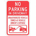 Driveway No Parking Sign 18 x 12 