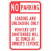 Loading Zone No Parking Sign 18 x 12 