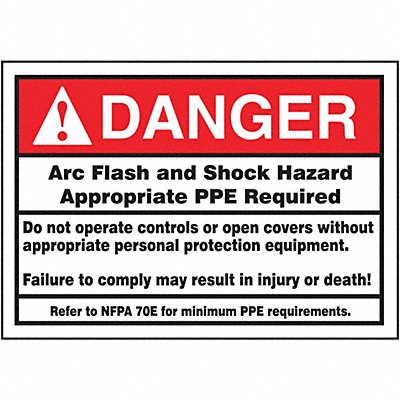 Arc Flash Label 3 1/2 inx5 in Vinyl