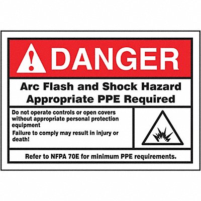 Arc Flash Label 3 1/2 inx5 in Vinyl