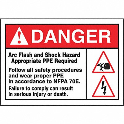 Arc Flash Label 3 1/2 inx5 in Vinyl