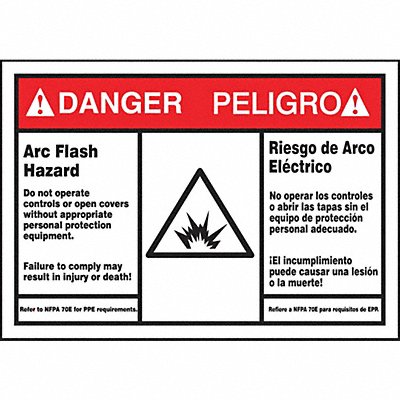 Arc Flash Label 3 1/2 inx5 in Vinyl