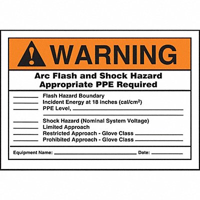 Arc Flash Label 7 in x 10 in Vinyl