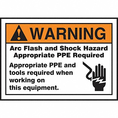 Arc Flash Label 5 inx7 in Vinyl