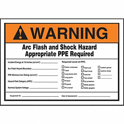 Arc Flash Label 3 1/2 inx5 in Vinyl