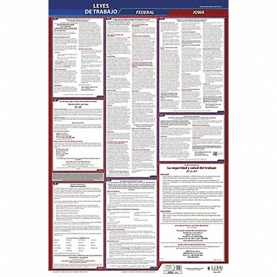 Labor Law Poster Fed/STA IA SP 26inH 1yr
