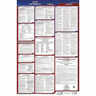 Labor Law Poster Fed/STA VT SP 40Wx26inH