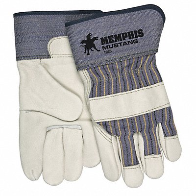 Leather Palm Gloves White L 