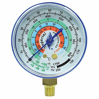 Gauge 2-1/2 In Dia Low Side Blue 250 psi