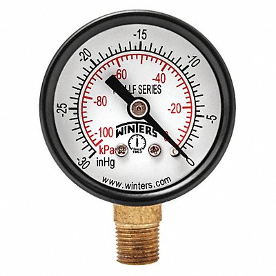 J1377 Vacuum Gauge 1-1/2in 30in. Hg Vac to 0