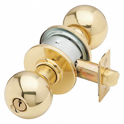 Orb Knob Storeroom Lock BrightBrass C123