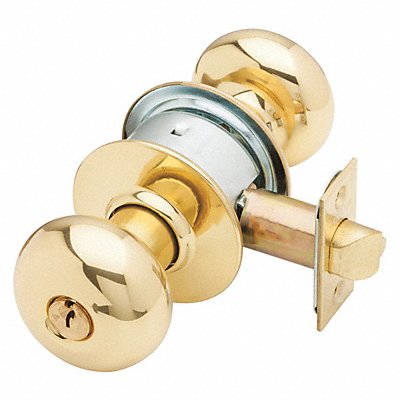 Ply Knob Entrance Lock Bright Brass C123