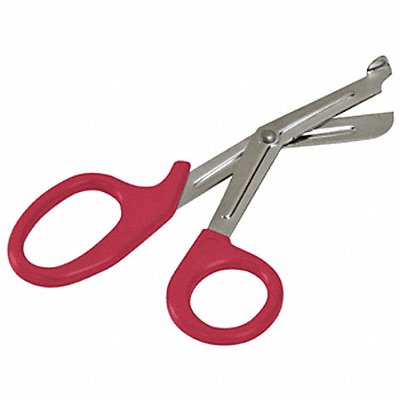 Medical Shears 7-1/2 in L Red Serrated