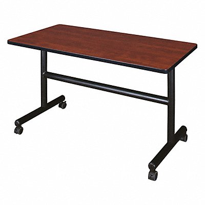 Mobile Table 48 in W Cherry Flip Top