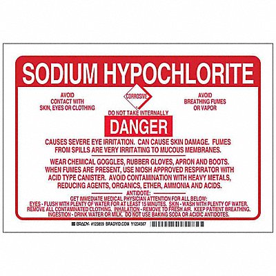 Chemical Sign Plastic 10 x 14 in Red/Wht