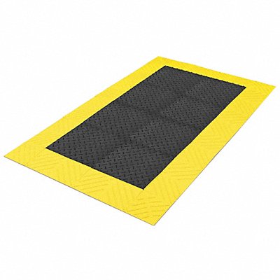 Antifatigue Mat Black YllwBrdr 3ft.x5ft.