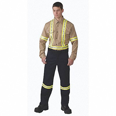 FR Collared Shirt L 36in. Hi-Vis Khaki