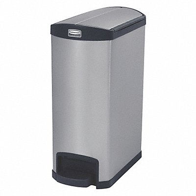 Trash Can Rectangular 13 gal Silver