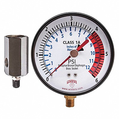 K4558 Pressure Gauge 4 Dial Size Black