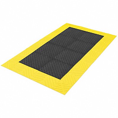 Antifatigue Mat Black YllwBrdr 3ft.x3ft.