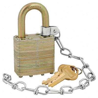 Keyed Padlock 3/4 in Rectangle Gold