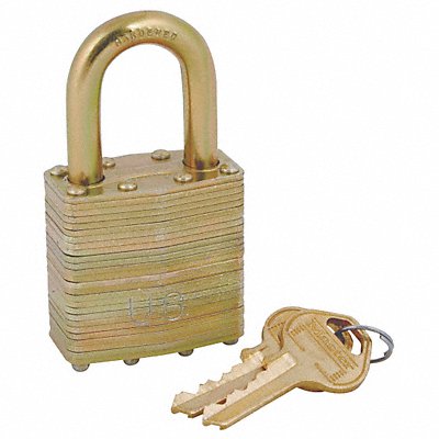 Keyed Padlock 3/4 in Rectangle Gold