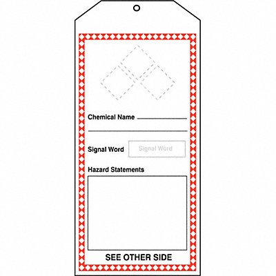 GHS Tags Chemical Name 8-1/2x3-7/8In PK5