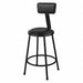 Stool w/Back Steel Vinyl Black 24 H