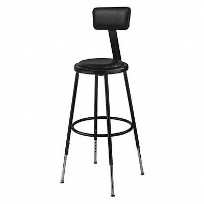 Stool w/Back Steel Vinyl Blk 14 dia.
