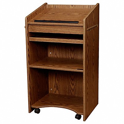 Floor Lectern w/Two Shelves Oak