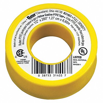 Thread Sealant Tape 1/2 W Yellow