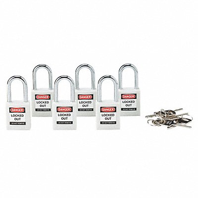 H1699 Lockout Padlock KA White 1-3/4 H PK6