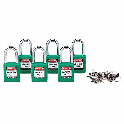 H1699 Lockout Padlock KA Green 1-3/4 H PK6
