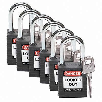 H1699 Lockout Padlock KA Black 1-3/4 H PK6