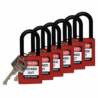 H1705 Lockout Padlock KD Red 1-3/4 H PK6