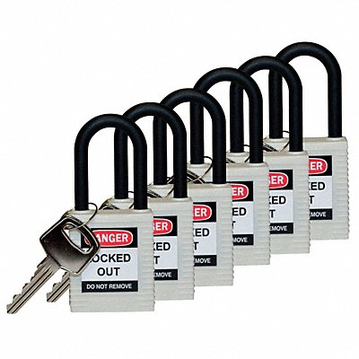 H1705 Lockout Padlock KD White 1-3/4 H PK6