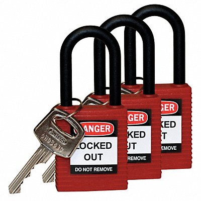 H1706 Lockout Padlock KA Red 1-3/4 H PK3