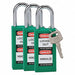 H1710 Lockout Padlock KA Green 3 H PK3