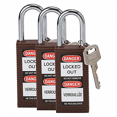 H1710 Lockout Padlock KA Brown 3 H PK3