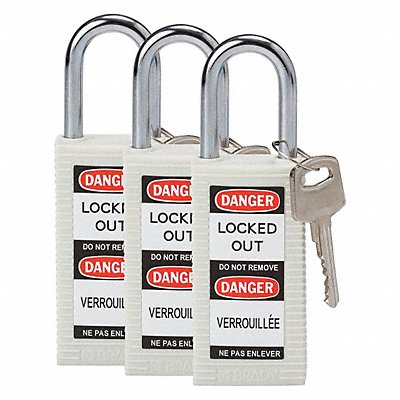 H1710 Lockout Padlock KA White 3 H PK3