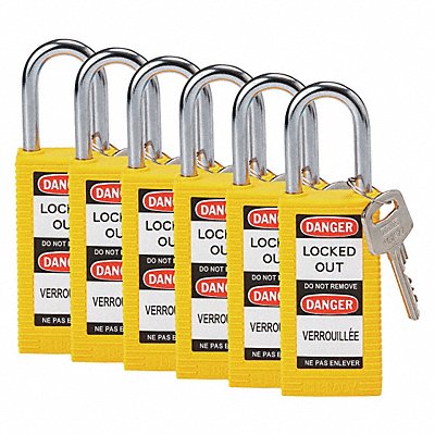 Lockout Padlock KA Yellow 3 H PK6